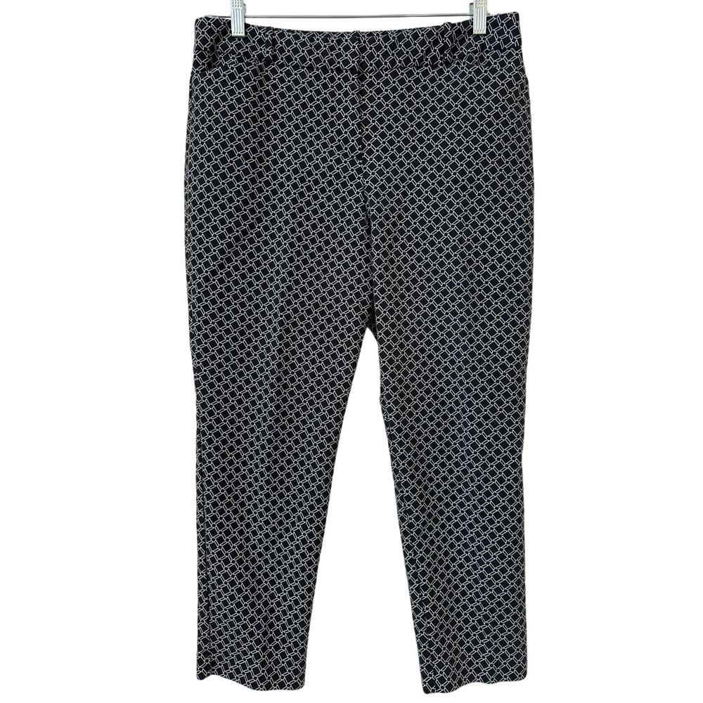 Liz Claiborne Emma Size 12 Black & White Ankle Pants, Slip Pockets Front & Back